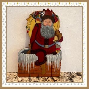 Detailed Santa Claus on Wood 🎅🏻 Vintage Handpainted Signed C McKinley 1992
